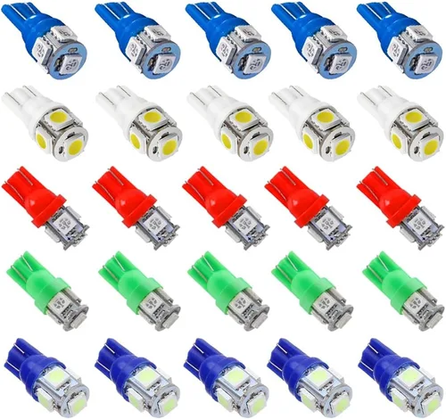 Miniatura 11 de Paquete de 12 focos LED ámbar de repuesto, stock # 194 T10 168 2825 W5W 175 158, foco LED 5050 5 SMD, luz de 12 voltios para interior de automóvil