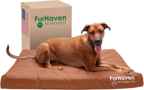 Miniatura 28 de Furhaven Cama ortopédica resistente al agua para perros grandes con funda extraíble lavable, para perros de hasta 95 libras – Colchón de lona Oxford