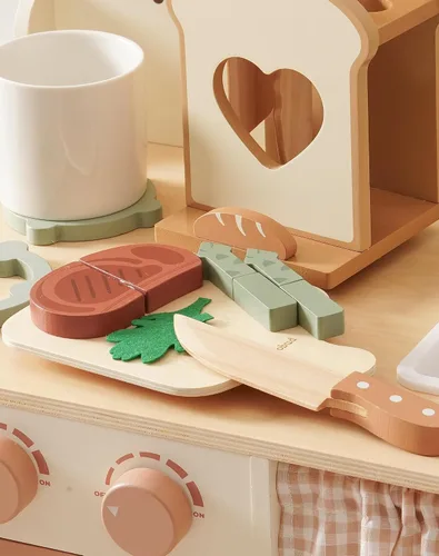 Miniatura 4 de ROBUD Juego de 16 cuchillos de cocina para niños, juego de cocina de madera, inspirados en Montessori, juguetes de cocina para niños pequeños