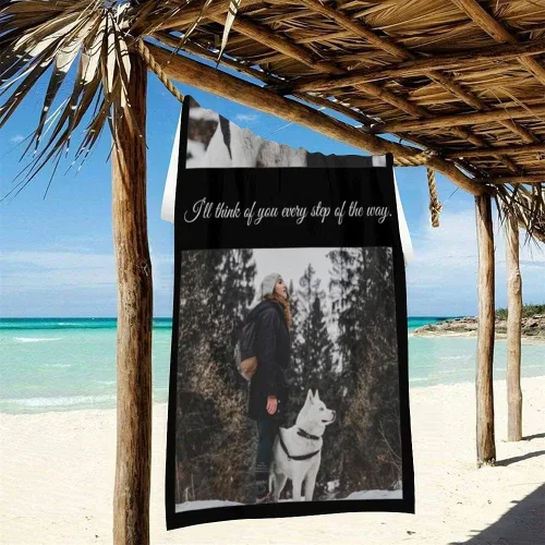 Miniatura 4 de Shapoo, Toalla de playa personalizada con 2 fotos, toalla de baño con nombre personalizado con fototexto, toalla de piscina de microfibra de 30 x 60