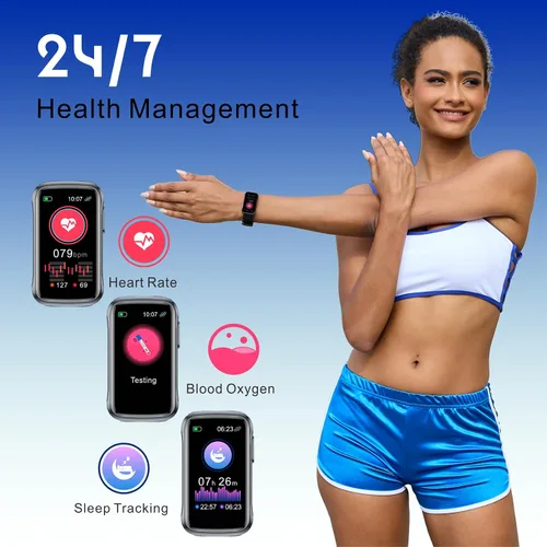 Miniatura 4 de Reloj inteligente para mujer, banda deportiva de 1.47 pulgadas, con alertas de mensajes/frecuencia cardíaca/oxígeno en sangre/sueño, para teléfono