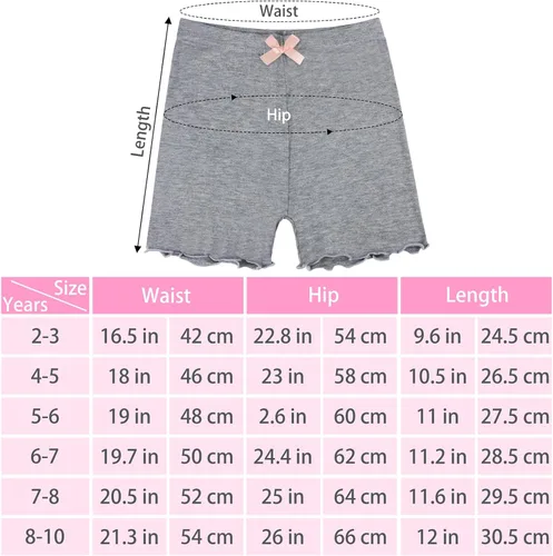 Miniatura 2 de Ruisita Paquete de 6 pantalones cortos con volantes para niños pequeños y niñas, pantalones cortos de bicicleta con ruedas, pantalones cortos