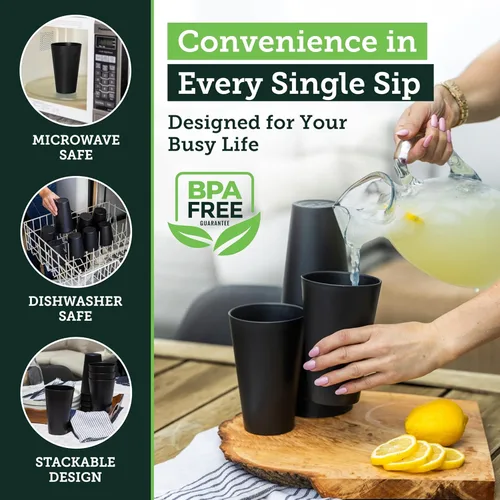 Miniatura 4 de Grow Forward Vasos de Paja de Trigo Premium – Vasos de Plástico Duro Irrompibles sin BPA de 20 oz – Vasos de Plástico Ligeros Reutilizables