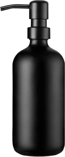 Miniatura 10 de Dispensador de jabón de vidrio ámbar GMISUN, 1 paquete de dispensadores de jabón para platos para cocina con bomba de acero inoxidable a prueba