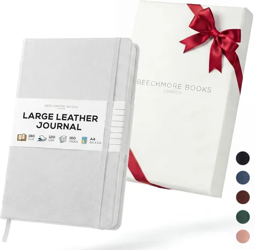 Miniatura 23 de BEECHMORE BOOKS Cuaderno rayado, 5.8 x 8.3 pulgadas, páginas rayadas A5, 160 páginas, diarios de cuero de tapa dura para mujeres, hombres, escritura