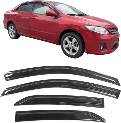 Visor para ventana compatible con Toyota Corolla 2009-2013, protector de aire para deflector de viento de acrílico ahumado y semitransparente contra