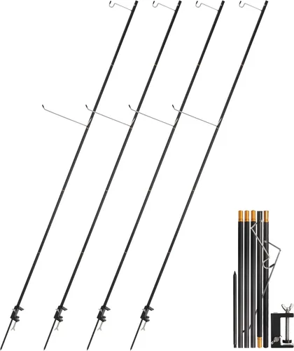 Miniatura 11 de REDCAMP Farol plegable de 72 pulgadas de alto con estacas y ganchos, postes de lámpara plegables de aleación de aluminio ultraligeros portátiles