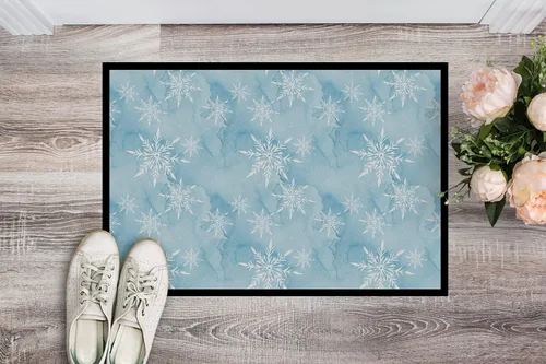 Miniatura 2 de Caroline's Treasures BB7552MAT - Felpudo de acuarela con copos de nieve sobre azul claro, 18 x 27 pulgadas, tapete para puerta delantera