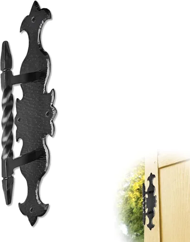 Miniatura 26 de Paquete de 2 manijas decorativas negras de 4.5 pulgadas, manija decorativa de puerta de hierro, manija de puerta de metal rústico para puertas Negro