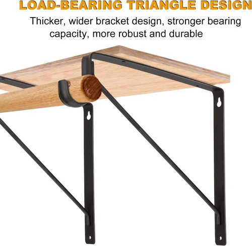 Miniatura 4 de Paquete de 4 soportes de barra de armario resistentes de 11 x 11 x 1 pulgadas, soporte de acero negro para colgar soportes de barra de ropa