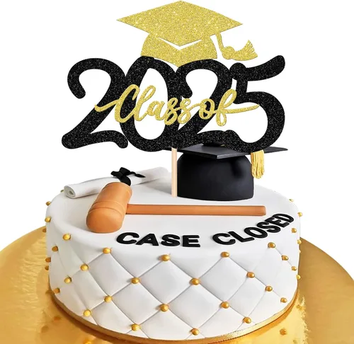 Miniatura 9 de 1 pieza de decoración para pastel de clase 2025 con purpurina, tapa de graduación 2025, decoración de pastel de felicitaciones para 2025, decoración