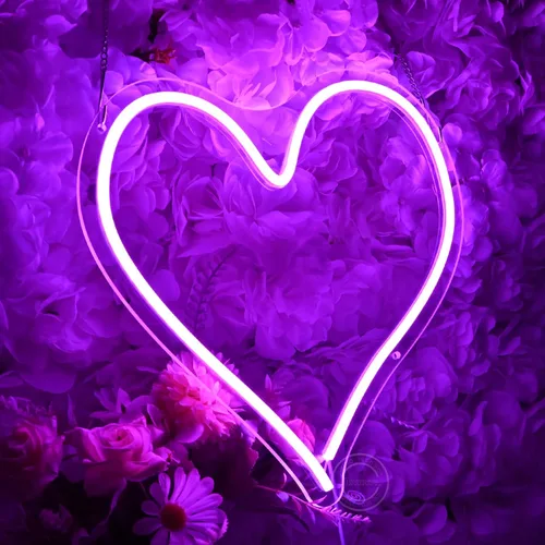 Miniatura 6 de Britrio Letrero de luz de neón LED de 13.4 pulgadas en forma de corazón, letrero de neón para colgar en la pared, arte de pared para bar, dormitorio