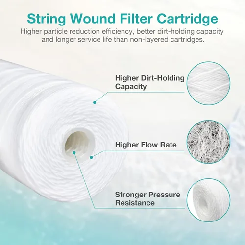 Miniatura 3 de SimPure - Cartucho de filtro de agua para heridas de cadena de 5 micrones, 10 x 4.5 pulgadas para agua de pozo, reemplazo de filtro de sedimentos