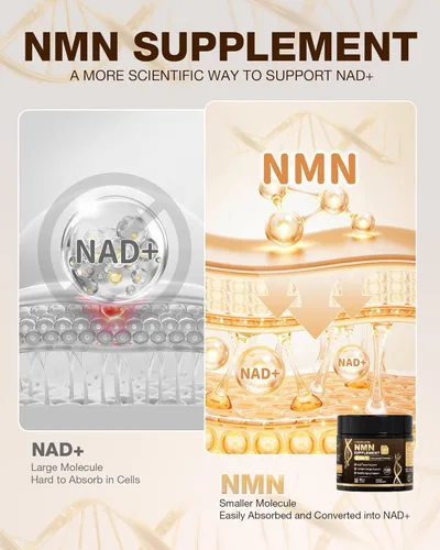 Miniatura 2 de Suplemento NMN 4 en 1 liposomal NMN 1000mg con resveratrol, TMG y quercetina, apoya la energía celular y el nivel de NAD+, alternativa NMNH