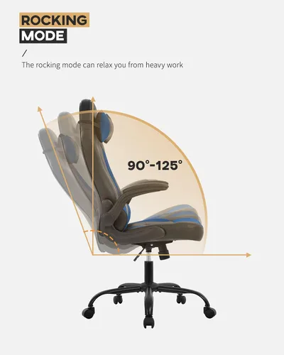 Miniatura 4 de Silla ergonómica para juegos de PC, silla de oficina para computadora con reposabrazos, reposacabezas y soporte lumbar, respaldo alto, silla
