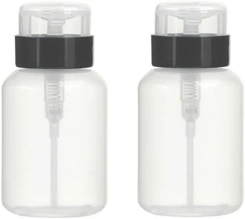 AKOAK Paquete de 2 botellas dispensadoras con bomba vacía con cerradura para esmalte de uñas y removedor de maquillaje, 6.8 fl oz (6.8 oz), tapa