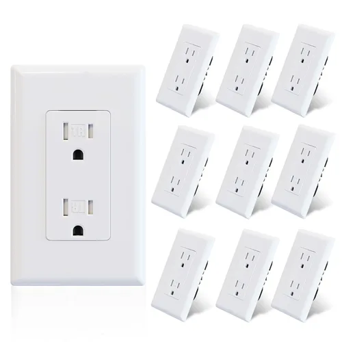 Miniatura 27 de ELEGRP Toma de corriente decorativa de pared, resistente a manipulaciones, 15 amperios, enchufe eléctrico de pared estándar, grado residencial