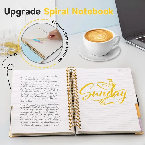 Miniatura 6 de Huhuhero Cuaderno de espiral, 240 páginas, cuaderno de 5 materias con rayas universitarias, 7.6 x 10.5 pulgadas, bonitos diarios en espiral forrados