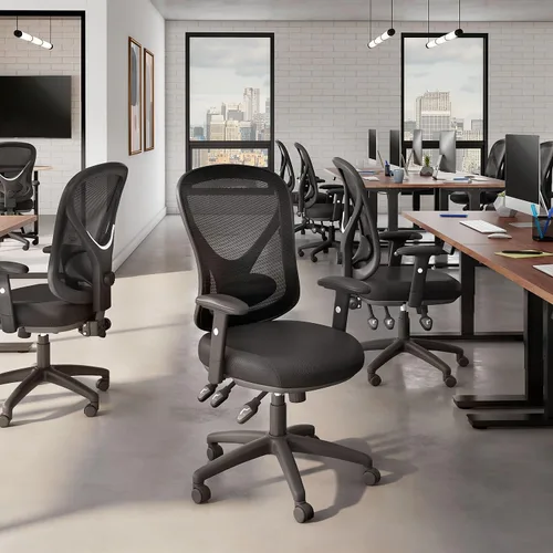 Miniatura 8 de STAPLES Silla de trabajo ergonómica, malla, negro, paquete de 2