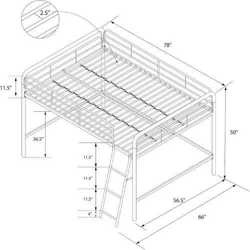 Miniatura 10 de DHP Jett Junior Cama de Metal Completa para Desván, Plateada