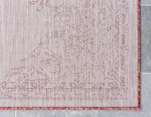 Miniatura 10 de Unique Loom Outdoor Traditional Collection - Alfombra de área, estilo antiguo (2' x 6' 1", color rojo óxido/gris)