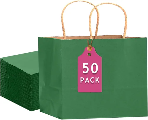 Miniatura 11 de qiqee Paquete de 50 bolsas de regalo de papel negro con asas a granel 13"x10.3"x4.6" bolsas de favor para fiestas de tamaño grande múltiples usos