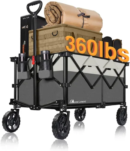 Miniatura 7 de Moon Lence Carrito plegable grande plegable resistente para jardín, portátil, práctico con ruedas de playa todo terreno, mango ajustable y soportes