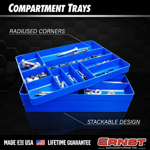 Miniatura 3 de Ernst MFG Organizador de cajones de 10 compartimentos: bandeja apilable resistente para organización de herramientas automotrices, caja de Negro