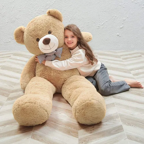 Miniatura 29 de MaoGoLan - Oso de peluche gigante de 52.0 pulgadas, peluche grande color canela con lindo moño y huellas, peluche suave de oso con moño para regalar