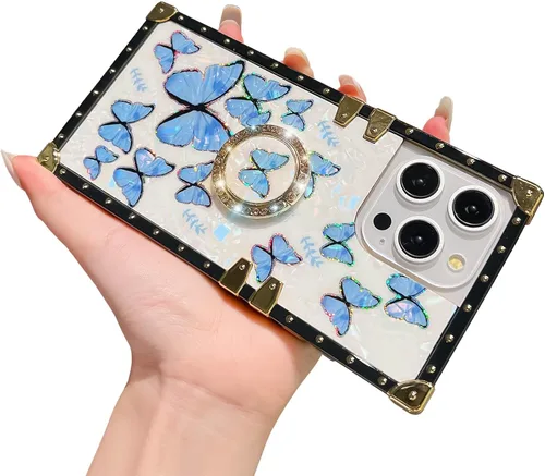 Miniatura 70 de Bonita funda compatible con Samsung Galaxy S22 Ultra, soporte plegable de lujo con diseño de mariposa brillante para mujeres y niñas, funda Blanco