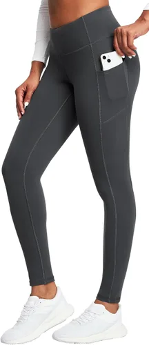 Heathyoga - Leggings con forro de vellón y bolsillos para mujer, leggings térmicos, pantalones de yoga cálidos de cintura alta para mujer