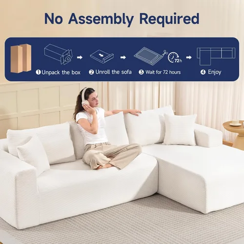 Miniatura 6 de Sofá modular Cloud 2026 de 108 pulgadas, sofá modular con asiento profundo, sofá modular con diván en forma de L, sofás modernos para sala de estar