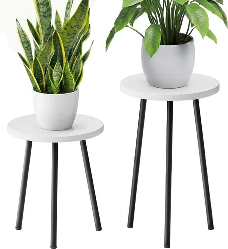Miniatura 18 de Soporte alto para plantas de interior: soporte de esquina de madera para plantas, paquete de 2 unidades, decoración moderna de mediados de siglo