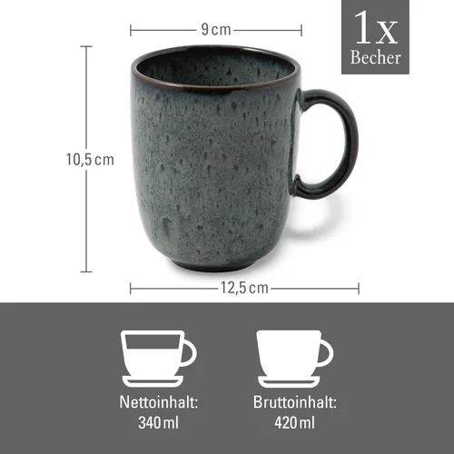 Miniatura 4 de Villeroy & Boch – Taza Lave gris con asa, elegante taza de gres ideal para el uso diario, apto para lavavajillas, gris, 13.5 fl oz
