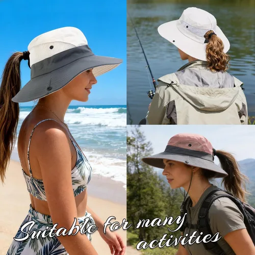 Miniatura 4 de PFFY Sun Beach Hats for Women Men UV Protection Wide Brim Foldable Fishing Sun Bucket Hat Outdoor Essentials