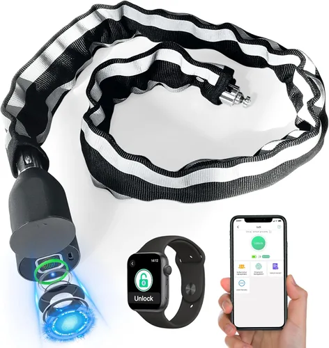 Eseesmart Cerradura de cadena para bicicleta, cerraduras de bicicleta de huellas dactilares, antirrobo, cerraduras de seguridad de 3.28 pies con