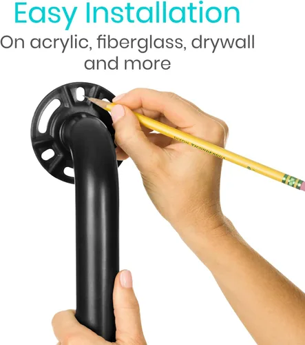 Miniatura 4 de Vive Barra de agarre para bañeras y duchas, barandilla de seguridad para baño para personas mayores, mango de pared para bañera, inodoro, baño Negro