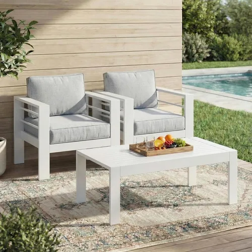 Miniatura 46 de Solaste Juego de muebles de patio de aluminio para todo tipo de clima, moderno juego de muebles de metal para exteriores con asientos profundos