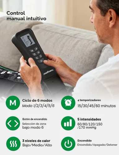 Miniatura 4 de Medisana Masajeador de piernas con calor y compresión, botas de compresión completas para piernas y pies con 6 modos, 5 intensidades y 3 calor