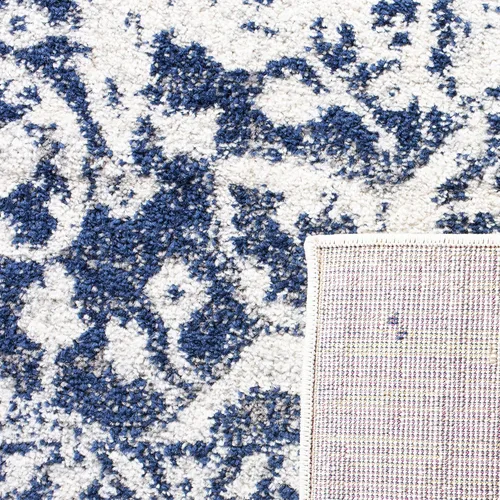 Miniatura 9 de SAFAVIEH Madison Collection - Alfombra de área cuadrada de 4 pies, color crema y azul marino, diseño desgastado de medallón de copo de nieve,