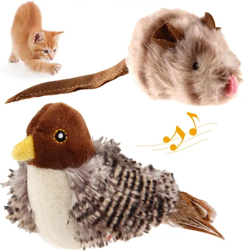 Miniatura 9 de Gigwi Juguetes interactivos para gatos de interior, juguetes de hierba gatera que aletean y gorjean para el ejercicio de gatos, juguete automático