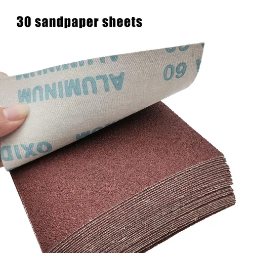 Miniatura 4 de 1/4 Hoja de papel de lija de 4.5 x 5.5 pulgadas, papel de lija húmedo y seco, 30 piezas de hojas de lija para lijadoras de palma, lijado manual