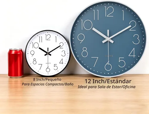 Miniatura 2 de jomparis - Reloj de pared de cuarzo redondo de 12 pulgadas, silencioso, sin tictac, decorativo, moderno, funciona con pilas, para hogar, oficina