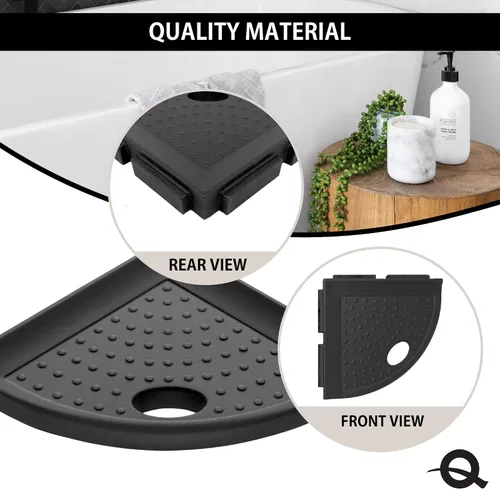 Miniatura 3 de Questech Decor - Reposapiés de ducha, estante de afeitado de ducha de esquina montado en la pared, con tapa para nueva construcción, organizador