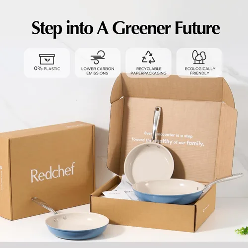 Miniatura 5 de Sartén antiadherente Redchef, sartenes para saltear de cerámica, sartén de 11 pulgadas con asa que no se calienta, para todas las estufas