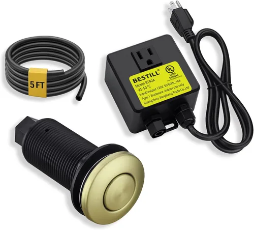 Miniatura 17 de BESTILL, kit de interruptor de aire para triturar basura, parte superior de fregadero gris plomizo con botón pulsador de encendido/apagado, Gris