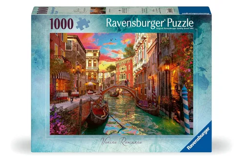 Miniatura 2 de Ravensburger - Romance de Venecia - Rompecabezas de 1000 piezas - Colores vívidos y deslumbrantes - Paisaje pintoresco de Venecia - Rompecabezas