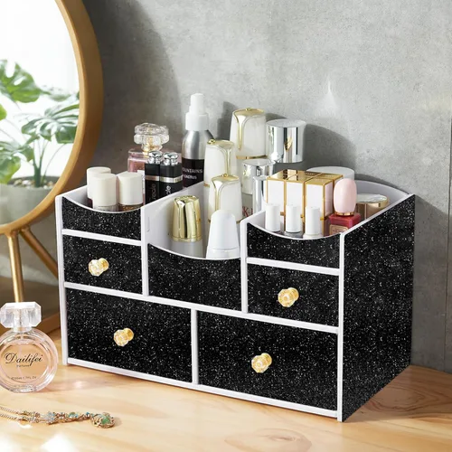 Miniatura 5 de Kitico Papel tapiz negro con purpurina de 17.7 x 78.7 pulgadas, autoadhesivo para despegar y pegar, decoración decorativa de bricolaje