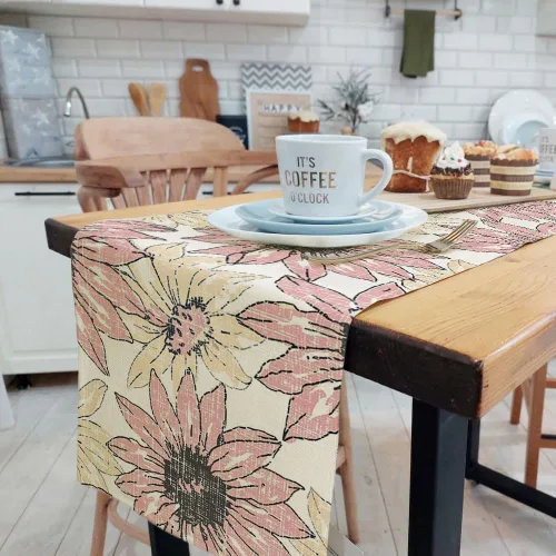 Miniatura 6 de Camino de mesa amarillo y azul, caminos de mesa de arte geométrico abstracto para comedor, cocina, sala de estar, vacaciones y decoración de mesa