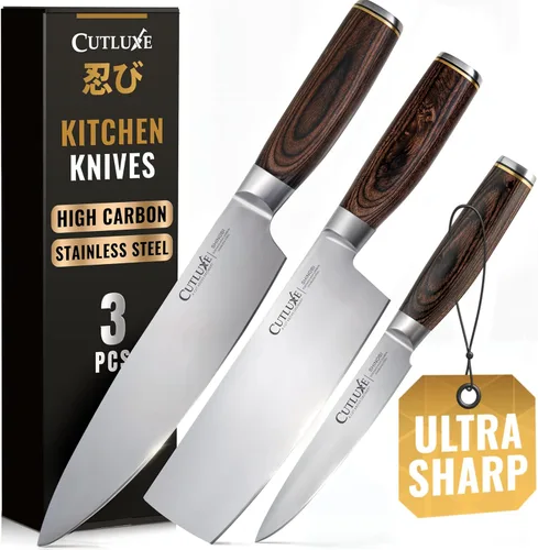 Miniatura 9 de Cuchillo Santoku – Cuchillo japonés ultra afilado de 5 pulgadas para carne y verduras para picar, hoja de acero inoxidable de alto carbono, mango